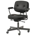 IKEA Alefjall bureaustoel zwart leer | Ergonomisch, Huis en Inrichting, Ophalen, Zwart, Zo goed als nieuw, Bureaustoel