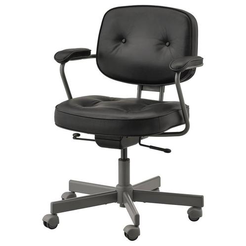 IKEA Alefjall bureaustoel zwart leer | Ergonomisch, Huis en Inrichting, Bureaustoelen, Zo goed als nieuw, Bureaustoel, Zwart, Ergonomisch