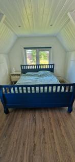Houten bed 160x210, incl. lattenbodems, Huis en Inrichting, Ophalen, Gebruikt, Blauw, 210 cm