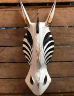 Houtsnijwerk: houten masker / gezicht van zebra, Ophalen of Verzenden