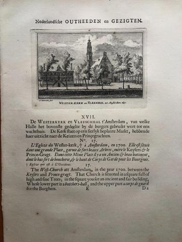 017 / Amsterdam Westerkerk en Vleeshal Kopergravure 1725 beschikbaar voor biedingen