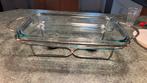 Serveerschaal met Verzilverd Onderstel en Deksel, Ophalen, Gebruikt, Schaal, Glas