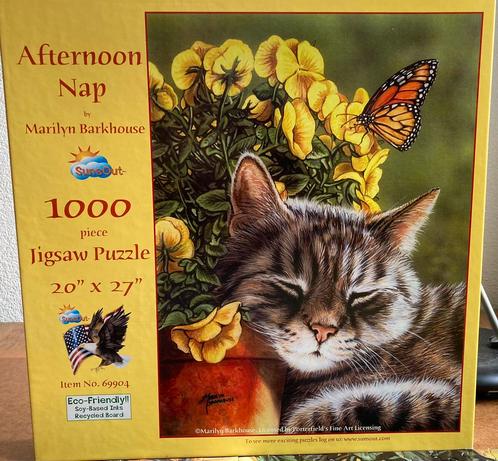 SunsOut puzzel 1000🧩 Afthernoon Nap.Een echte uitdaging!, Hobby en Vrije tijd, Denksport en Puzzels, Zo goed als nieuw, Legpuzzel