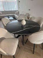 Eet tafel composiet blad met 5 beige stoelen, Huis en Inrichting, Ophalen of Verzenden, Zo goed als nieuw, 4 tot 6 stoelen