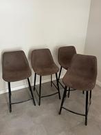 4 Bruin/Grijze Barstoelen, Gebruikt, Bruin, Ophalen of Verzenden, Vier