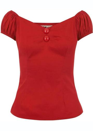 Blouse / top Collectif Clothing 50s Rock 'n' Roll stijl rood