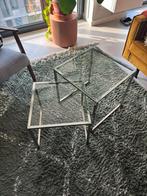 Chrome bijzettafel (tjes) glas, Minder dan 55 cm, Ophalen, 45 tot 60 cm, Glas