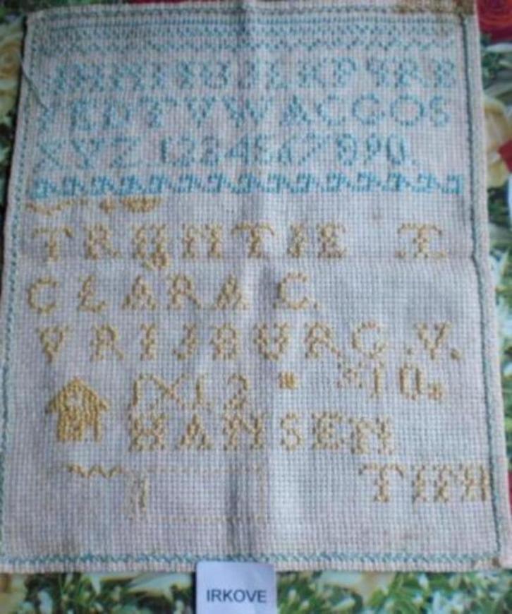 ECHTE OUDE MERKLAP * IN PASTELKLEUREN * Briefpost *, Antiek en Kunst, Antiek | Kleden en Textiel, Verzenden