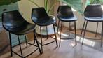 ** Dutchbone Franky Barkruk - zwart leer - 5 stuks **, Ophalen, Met voetsteun, 60 tot 90 cm, Leer
