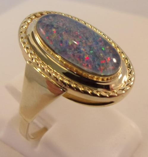 Unieke Sogni D’Oro ring met ovale Opaal, geelgoud - Nieuw, Sieraden, Tassen en Uiterlijk, Ringen, Nieuw, Dame, 18 tot 19, Blauw