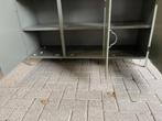 Dressoir 145 cm breed olijfgroen voor actie prijs VOORRAAD, 100 tot 150 cm, Verzenden, Dressoir Metaal 3 deurs Olijfgroen voorraad actie prijs