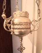 Antiek goudverguld koper godslampje met engelen kopjes, Antiek en Kunst, Ophalen of Verzenden