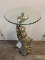 bijzettafel hoog zilveren giraffe met glas, Huis en Inrichting, Tafels | Bijzettafels, Ophalen, Minder dan 55 cm, Metaal of Aluminium