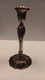 Chroomkleurige kandelaar gedecoreerd op de bovenzijde, 25 tot 50 cm, Ophalen of Verzenden, Zo goed als nieuw, Metaal