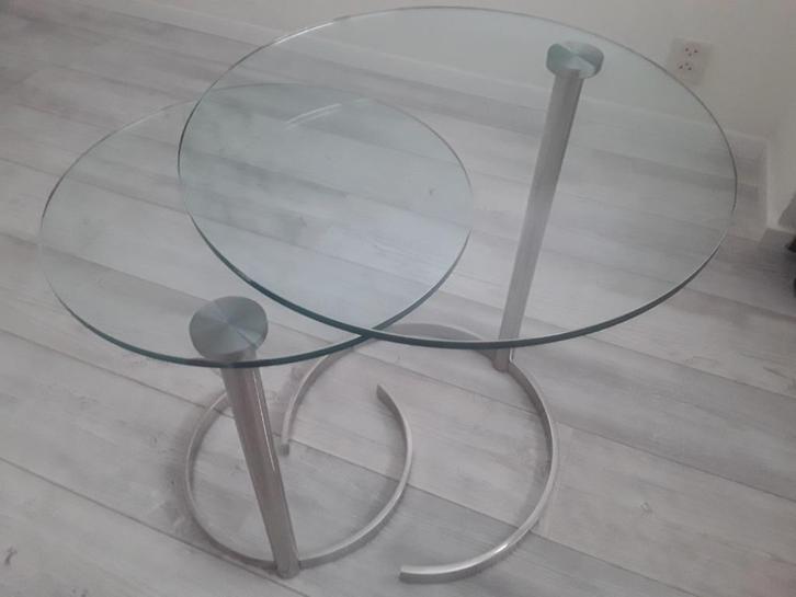 Bijzettafeltjes, Huis en Inrichting, Tafels | Bijzettafels, Gebruikt, Rond, 45 tot 60 cm, Minder dan 55 cm, Metaal of Aluminium