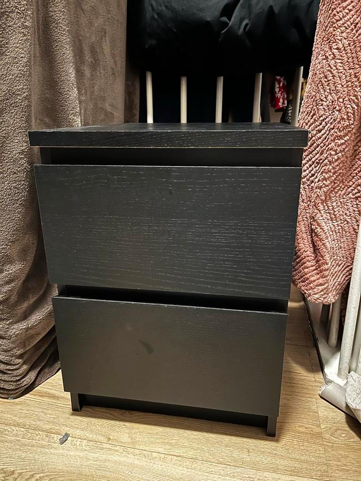 Ikea Malm Nachtkastje - Zwartbruin, Huis en Inrichting, Slaapkamer | Nachtkastjes, Gebruikt, Minder dan 55 cm, Minder dan 45 cm
