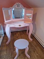 Roze kaptafel met spiegel en krukje, Ophalen, Gebruikt, Spiegel