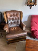 Fauteuil (leer). Klassiek Engelse wingback, Ophalen, Gebruikt, Leer, Engels