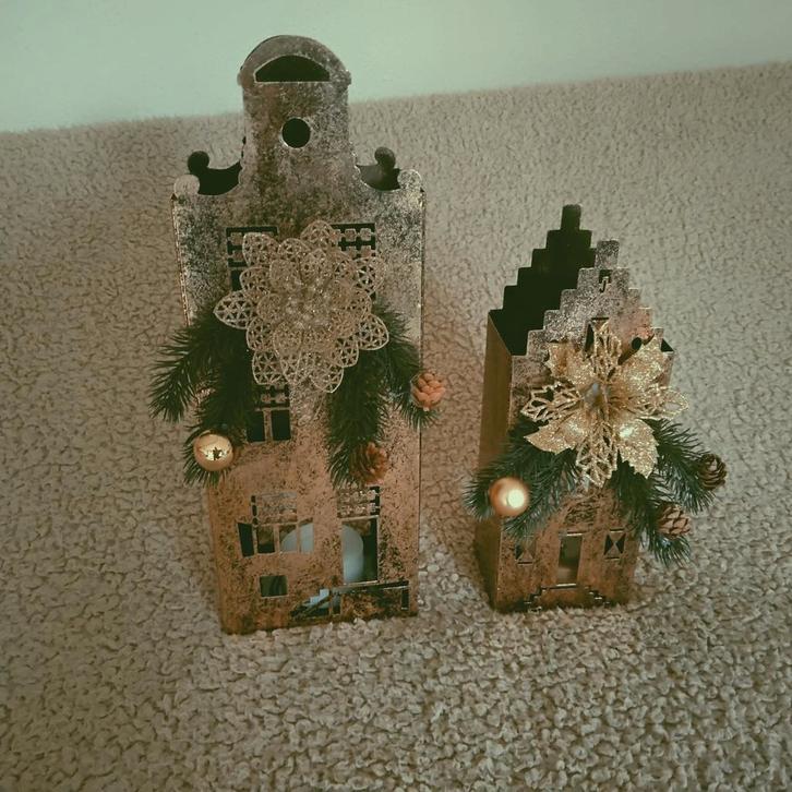 Kerststukje, metalen huisjes, Diversen, Kerst, Nieuw, Ophalen