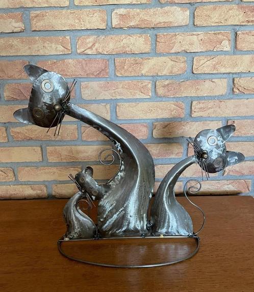 3 Katten met elkaar(beeld "blik-metaal" groot), Huis en Inrichting, Woonaccessoires | Overige, Gebruikt, Ophalen of Verzenden