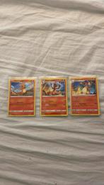 pokemon kaarten: charmander, charmeleon en charizard., Ophalen of Verzenden, Nieuw, Meerdere kaarten, Foil