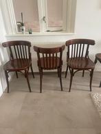6 originele cafestoelen uit de Level Arnhem, Ophalen, Vintage, leuk bij een moderne inrichtig., Gebruikt, Bruin