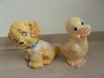 2 (Vintage) speelgoed beestjes met geluid: hondje + eendje., Overige typen, Met geluid, Gebruikt, Ophalen of Verzenden