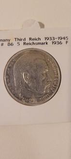 Duitse 5 Reichsmark 1936 F, Postzegels en Munten, Ophalen of Verzenden