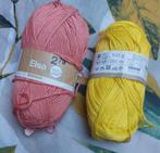 2 bollen katoen, zalm rose en geel, Hobby en Vrije tijd, Breien en Haken, Ophalen of Verzenden, Nieuw, Breien of Haken, Wol of Garen
