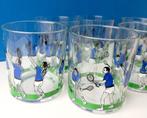 Retro water- whiskyglazen/voor TENNIS liefhebber, Ophalen of Verzenden, Gebruikt, Glas, Glas of Glazen