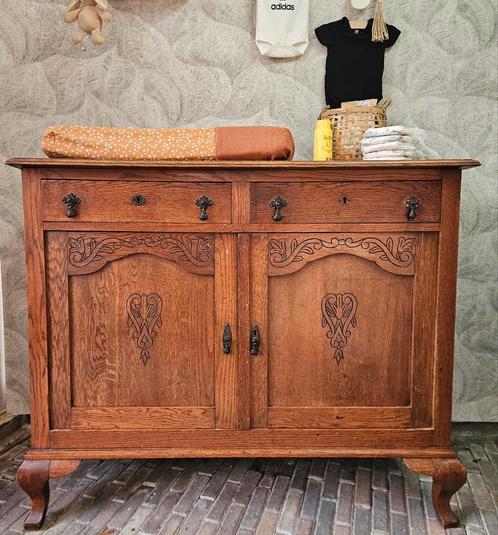 Mooie eikenhouten queen ann commode/dressior, Kinderen en Baby's, Kinderkamer | Commodes en Kasten, Zo goed als nieuw, Minder dan 50 cm