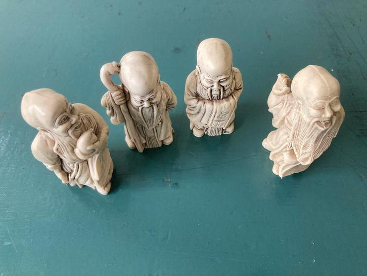 Chinese Geluksgoden Beeldjes (Set van 4), Antiek en Kunst, Kunst | Beelden en Houtsnijwerken, Ophalen of Verzenden