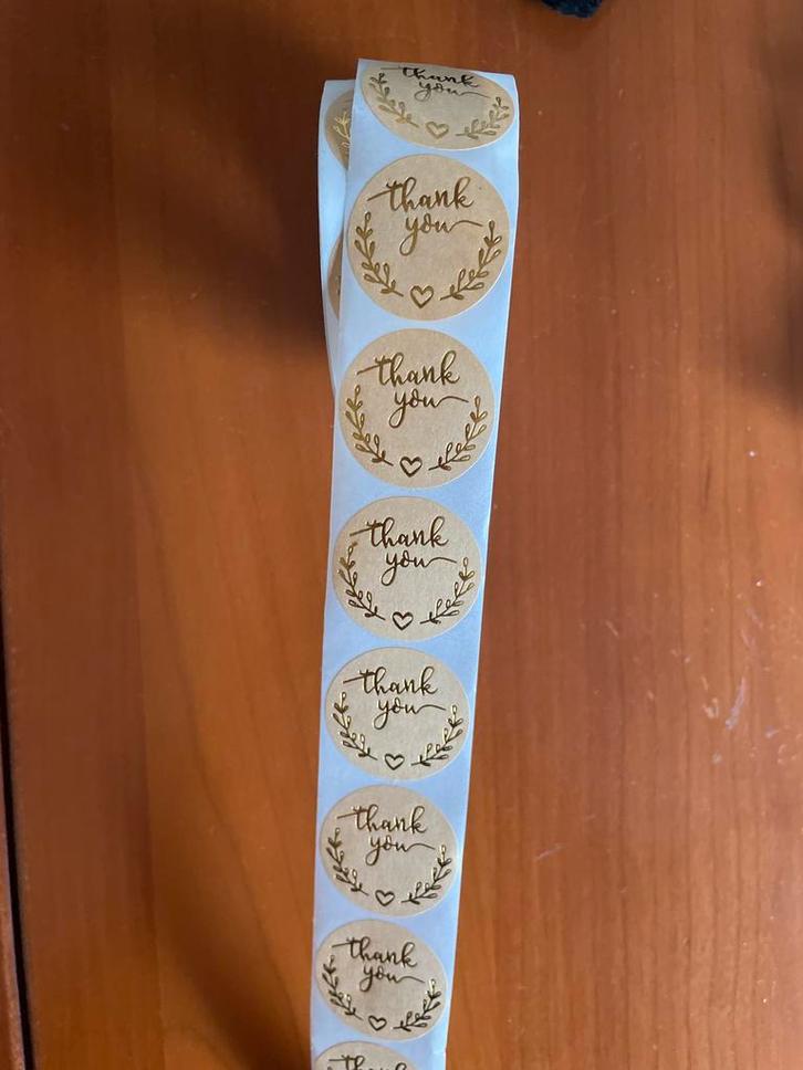 Rol 'Thank You' Stickers, Hobby en Vrije tijd, Stickers en Plaatjes, Nieuw, Sticker, Ophalen of Verzenden