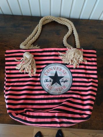 Converse all star strandtas roze zwart touwen tas gestreept beschikbaar voor biedingen