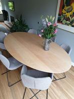 Eettafel ovaal hout met stalen zwarte poot Goossens wonen, Ophalen, 100 tot 150 cm, 200 cm of meer, Zo goed als nieuw