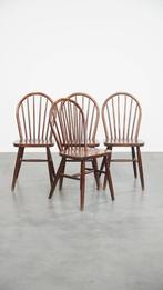 Set van 4 vintage houten Windsor stoelen uit de jaren '70, Ophalen, Gebruikt, Bruin, .