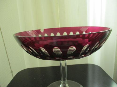 Antieke Val Saint Lambert paarse zware kristallen schaal, Antiek en Kunst, Antiek | Glas en Kristal, Ophalen