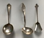 Massief zilveren roomlepels en suikerschep, Ophalen of Verzenden