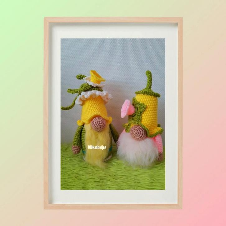 Nieuwe zelfgehaakte knuffel. Lieve bloem gnoom, kabouter., Kinderen en Baby's, Speelgoed | Knuffels en Pluche, Zo goed als nieuw