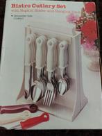 Bistro Bestekset met Houder - Vaatwasserbestendig, Huis en Inrichting, Ophalen, Zo goed als nieuw, Rvs of Chroom, Vaatwasserbestendig