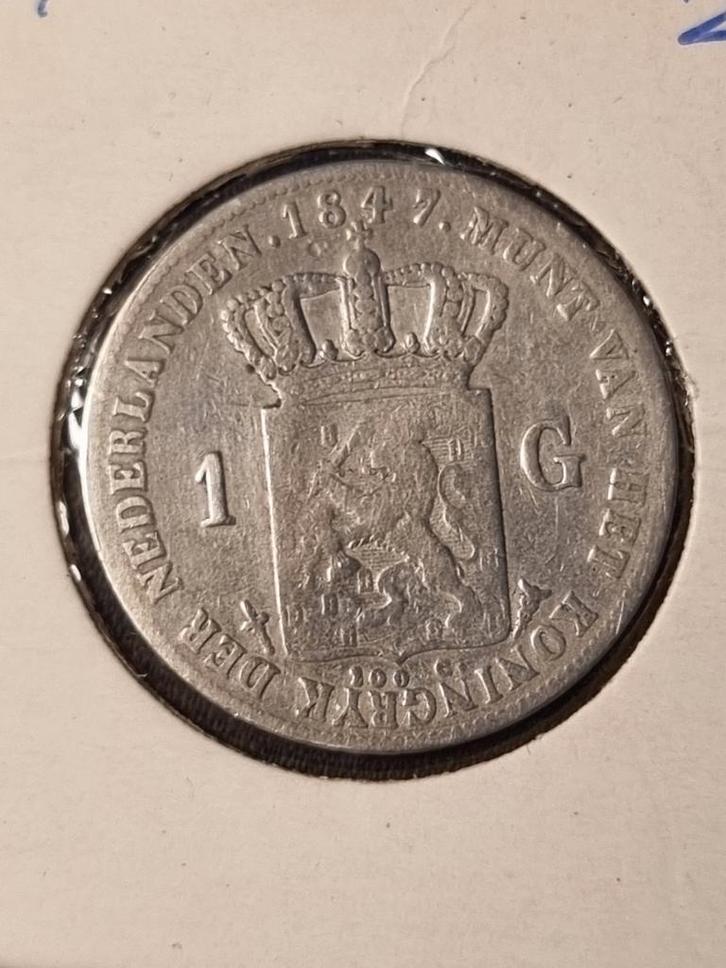 Zilveren Gulden 1847 - Willem II, Postzegels en Munten, Munten | Nederland, Losse munt, 1 gulden, Koning Willem II, Zilver, Verzenden