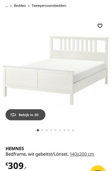Bedframe Hemnes 140x200 wit (IKEA) - afbeelding 1