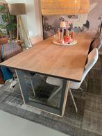 Robuuste eiken eettafel met metaal/eiken onderstel - 240x100, Ophalen, 100 tot 150 cm, Eikenhout, Vijf personen of meer