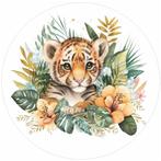Tijger muurcirkel Welpje met bloemen, leeuw, Muurdeco4kids, Verzenden, Nieuw, Wanddecoratie