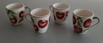Vier Vic's koffiemokjes met appeltjes, Ophalen of Verzenden, Overige stijlen, Kop(pen) en/of Schotel(s), Glas