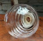 Grote glazen lamp, bollamp met ribbels, Ophalen of Verzenden