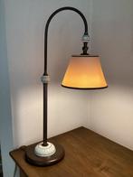 ‘Frantzen” Tafellamp.Messing met Porselein Voet.Textiel Kap., Huis en Inrichting, Ophalen of Verzenden, Zo goed als nieuw, Minder dan 50 cm