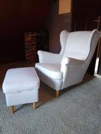Strandmon oorfauteuil  van ikea met voetenbank, als nieuw, Huis en Inrichting, Fauteuils, Ophalen, Zo goed als nieuw
