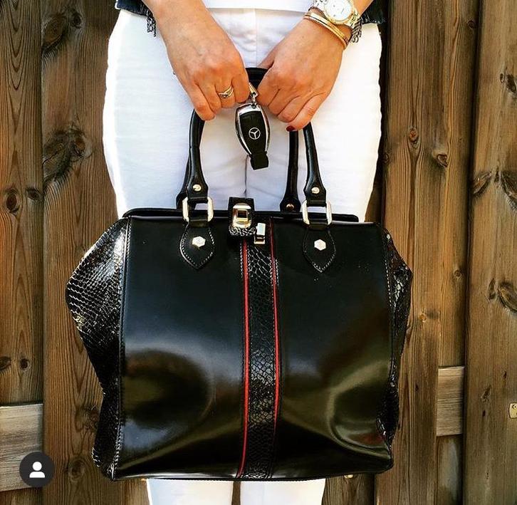 Gilda Tonelli leren tas - Italiaans design, Sieraden, Tassen en Uiterlijk, Tassen | Damestassen, Gebruikt, Handtas, Zwart, Ophalen of Verzenden