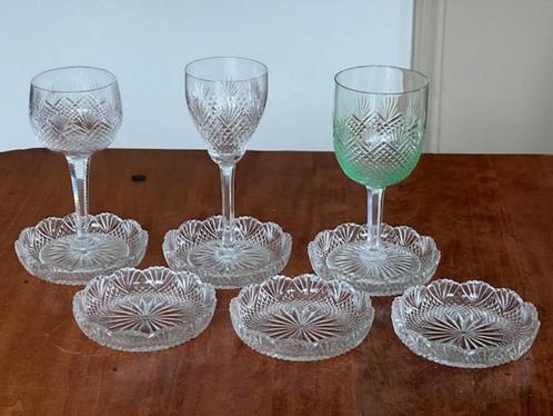 ONDERZETTERS/PETIT FOURBORDJES, 2 SCHUITJES DIAMANT/WAAIER, Antiek en Kunst, Antiek | Glas en Kristal, Verzenden